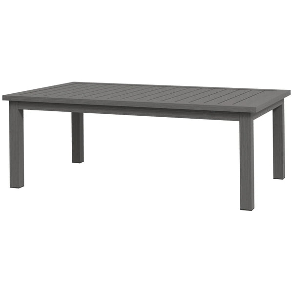 Brown Aluminium Outdoor Patio Side Table, Wood Grain Effect, 100cm x 60cm