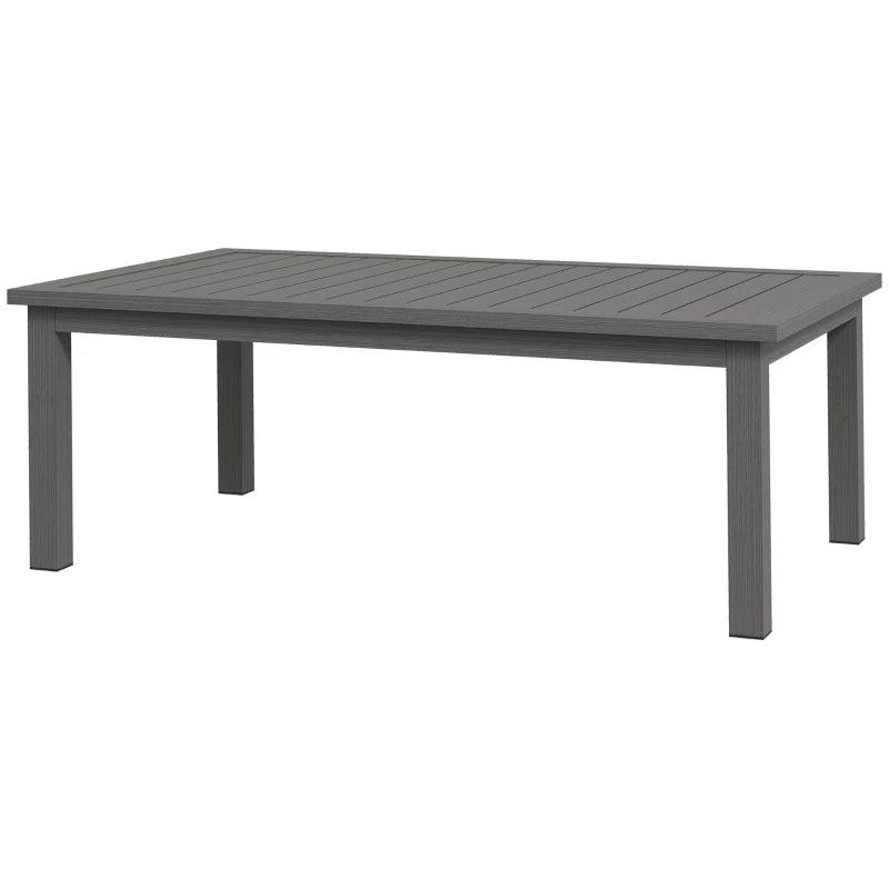 Brown Aluminium Outdoor Patio Side Table, Wood Grain Effect, 100cm x 60cm