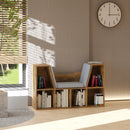 Wood-Effect 6-Compartment Bookcase with Padded Seat - Espresso