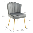Grey Velvet Accent Chair with Gold Metal Legs - Modern Vanity Chair for Living Room, Bedroom, Home Office