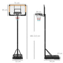 Adjustable Black Freestanding Basketball Hoop Set - 182-213cm