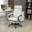 Cream White High-Back Swivel Office Chair with Footrest
