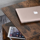 Rustic Brown Wooden S-Shaped Coffee Table with 2-Tier Storage Shelves