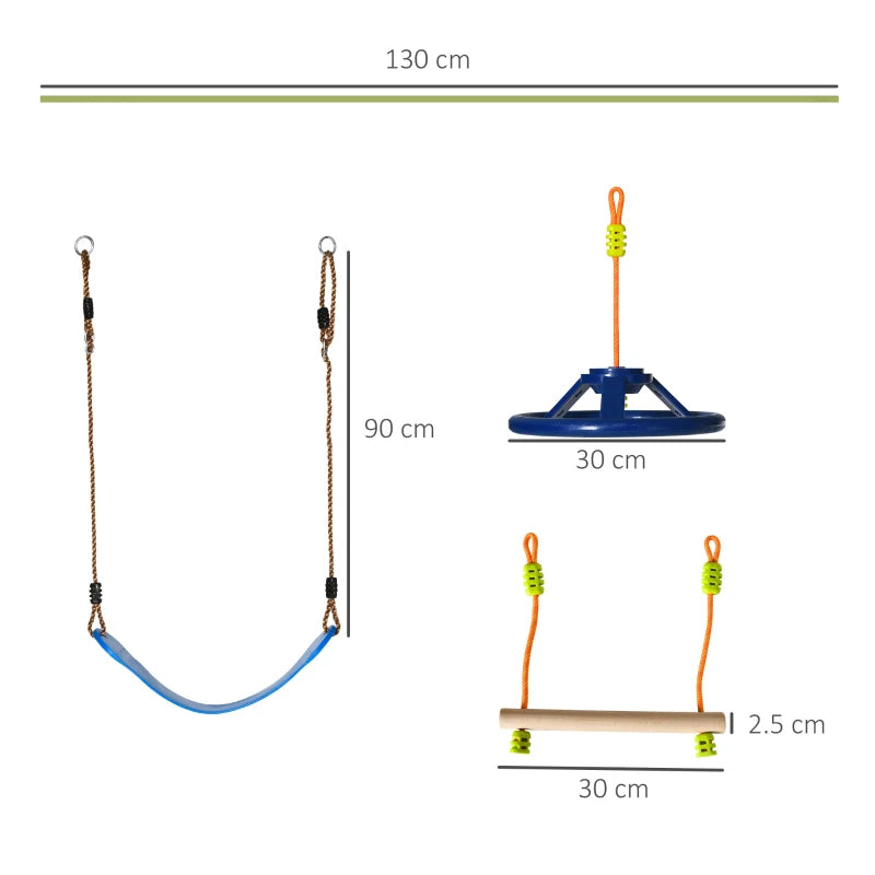 Kids 42.6 FT Obstacle Course Set with Monkey Bars and Swing - Blue
