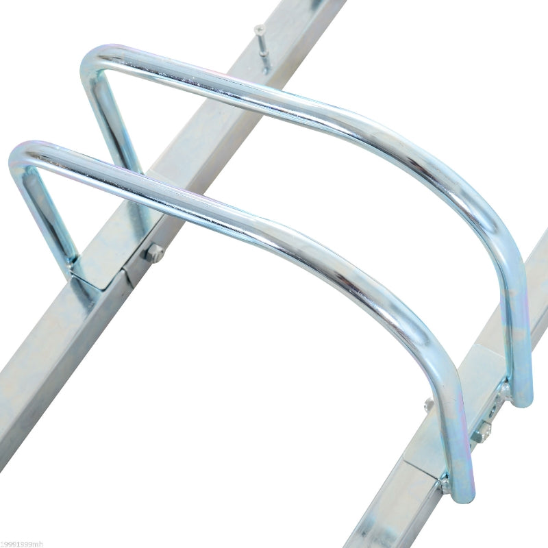 Silver Bike Storage Rack - Floor/Wall Mount, Locking Stand (3 Racks)