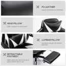 White Gaming Chair with Lumbar Support, Footrest, and Headrest