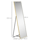 Gold Frame Full Length Mirror, 160 x 50 cm - Wall-Mounted or Freestanding Rectangle Dressing Mirror