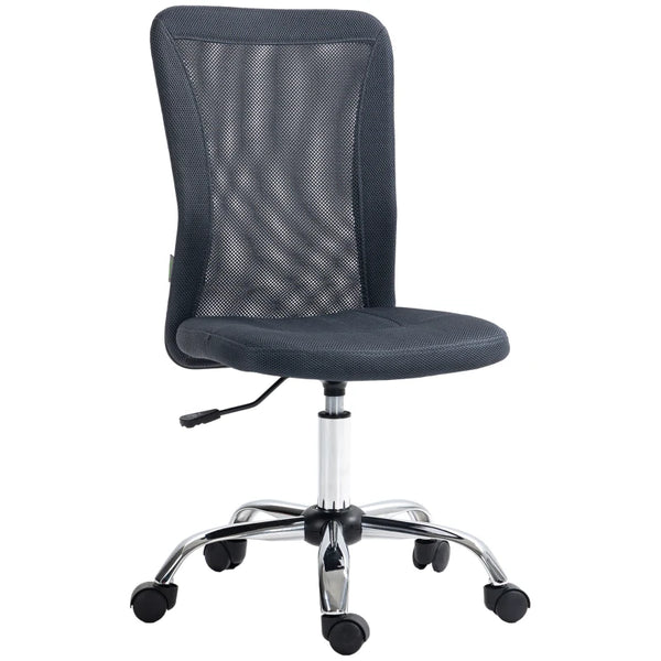 Dark Grey Mesh Office Chair with Adjustable Height and Swivel Wheels