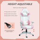 Colour Block Gaming Chair - Pink/White Faux Leather, 135° Recline