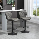 Dark Grey Swivel Barstools Set, 2 Breakfast Bar Chairs with Backrest & Footrest