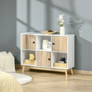 6-Cube Natural Storage Cabinet with Doors for Dining & Living Room