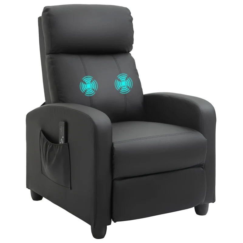 Black Massage Recliner Armchair with Adjustable Leg Rest