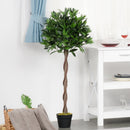 Set of 2 120cm Artificial Green Bay Laurel Topiary Trees - Indoor/Outdoor Decor