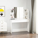 White Modern Dressing Table with Mirror and Storage