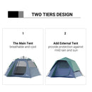 Green Fibreglass Frame Camping Tent for 3-4 People