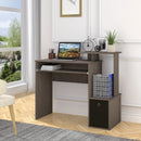 Grey Computer Desk with Sliding Keyboard Tray and Storage Drawer