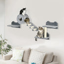 Grey Wall-Mounted Cat Tree with Steps, Perch, Cat House - 4PCs