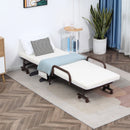 White Folding Guest Bed with Adjustable Backrest, Metal Frame - Single, Portable, 190 x 76 cm