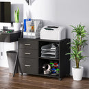 Black Freestanding Printer Stand with 3 Drawers and 2 Shelves - Modern Style