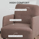 Brown Upholstered Armchair with Birch Wood Legs