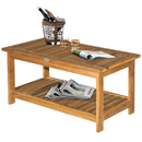 Acacia Wood Two-Tier Garden Table - Natural Wood Finish