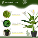 Set of 2 Realistic Calla Lily Flowers in White, Faux Decorative Plants, 55cm