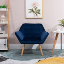 Blue Padded Armchair with Wooden Legs - Home Furniture Seating