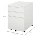White 3-Drawer Lockable Metal File Cabinet for Letter A4 Legal Size