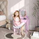 Kids Pink Cat Vanity Set with Mirror, Stool, Drawer & Storage - Ages 3-6