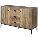 Industrial Distressed Brown Sideboard with Drawers and Adjustable Shelves