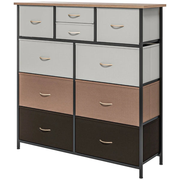 Multicolour 10-Drawer Fabric Dresser with Steel Frame