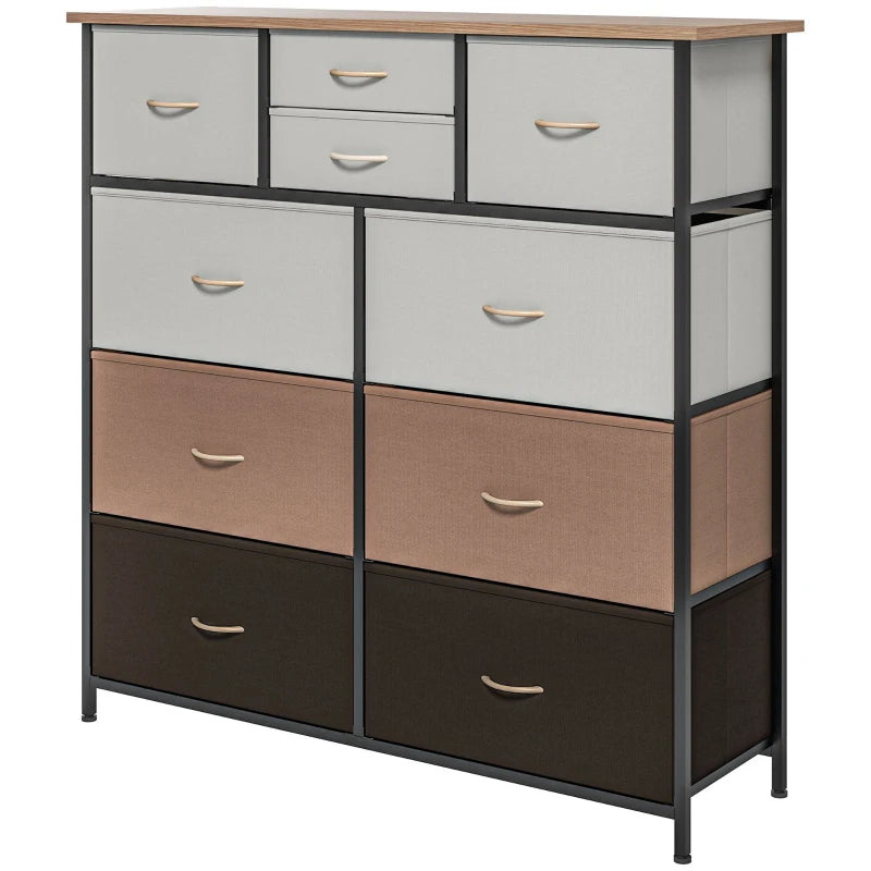 Multicolour 10-Drawer Fabric Dresser with Steel Frame