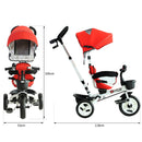 Red 4-in-1 Kids Tricycle Stroller with Canopy