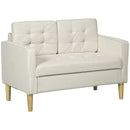 Compact Cream White Loveseat Sofa with Hidden Storage