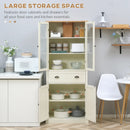 Cream White 5-Tier Freestanding Kitchen Storage Cabinet with Adjustable Shelves and Drawer
