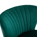 Green Velvet Tub Accent Chairs Set of 2 with Curved Back and Wood Legs