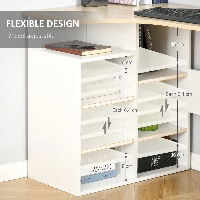 Modern L-Shaped Computer Desk with Storage Shelf