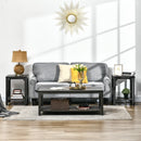 Dark Walnut Industrial Side Table Set of 2 with Storage Shelf