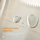 White Wooden Kitchen Island Cart with Stainless Steel Top and Storage