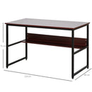 Brown Computer Desk with Storage Shelf, 120 x 60cm, Metal Frame