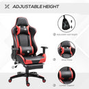Red Black High-Back Gaming Chair with Footrest