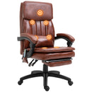 Brown Massage Office Chair with Footrest & Reclining Back