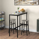 Grey Industrial 3-Piece Bar Table Set with 2 Stools