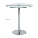Black Glass Round Dining Table, Modern Steel Base, Small Space Bar Table