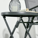 Round Outdoor Folding Patio Table with Imitation Marble Glass Top