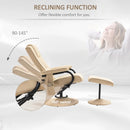 Cream Manual Reclining Armchair with Massage Function and Ottoman