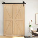 5FT Black Bi-Folding Sliding Barn Door Hardware Kit for 2 Doors