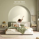 Wood-Effect Rattan Panel Bedside Tables Set - 2 Pack, Brown