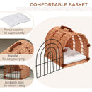 Orange Wicker Cat Carrier Basket with Soft Cushion - 37 x 28 x 29 cm