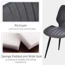 Grey PU Leather Dining Chairs Set of 2 with Steel Frame